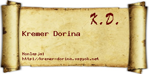 Kremer Dorina névjegykártya